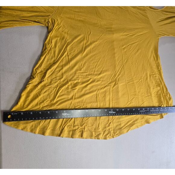 Forever 21 Blouse Women's 0X Yellow Long Sleeve Cold Shoulder Key Hole Back - Picture 10 of 16